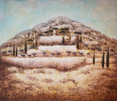 Peinture intitulée "Mont des oliviers" par Patrick Lalande, Œuvre d'art originale, Huile