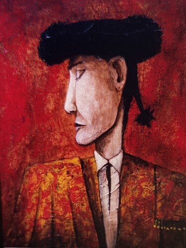 Peinture intitulée "Toréador rouge et or" par Patrick Lalande, Œuvre d'art originale, Huile