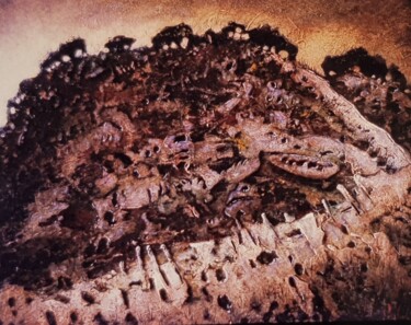 Peinture intitulée "Décharge au crépusc…" par Patrick Lalande, Œuvre d'art originale, Huile