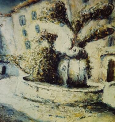 Pittura intitolato "Fontaine place puge…" da Patrick Lalande, Opera d'arte originale, Olio