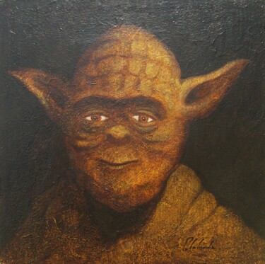 Painting titled "Maître Yoda" by Patrick Lalande, Original Artwork, Oil