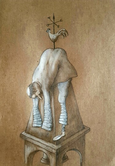 Drawing titled "Vindicte paroissiale" by Patrick Lalande, Original Artwork, Pencil