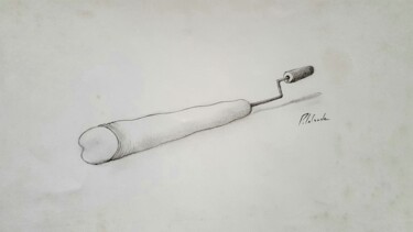 Drawing titled "La manivelle" by Patrick Lalande, Original Artwork, Pencil