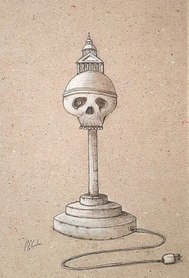 Drawing titled "Panthéonade" by Patrick Lalande, Original Artwork, Pencil
