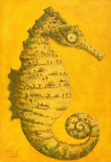 「hippocampe」というタイトルの絵画 Patrick Lalandeによって, オリジナルのアートワーク, オイル