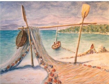 Drawing titled "port salut.les pêch…" by Patrick Lalande, Original Artwork