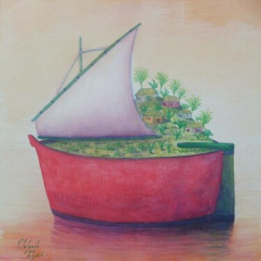 Drawing titled "agoué le bateaux de…" by Patrick Lalande, Original Artwork