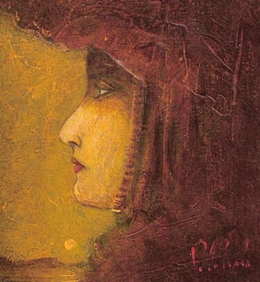 Painting titled "Lucile au couchant" by Patrick Lalande, Original Artwork, Oil