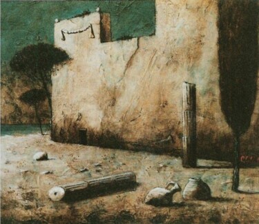 Peinture intitulée "les colonnes" par Patrick Lalande, Œuvre d'art originale, Huile