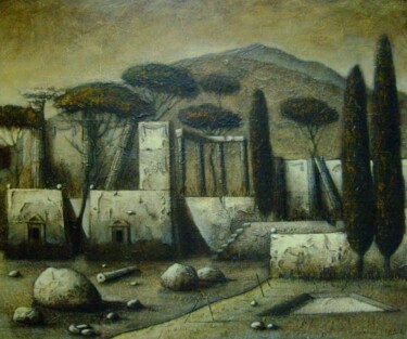 Malerei mit dem Titel "inondation" von Patrick Lalande, Original-Kunstwerk, Öl