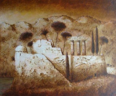 Painting titled "forteresse" by Patrick Lalande, Original Artwork, Oil