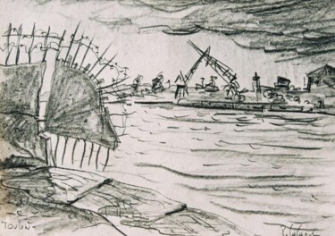 Dibujo titulada "Toulon,quai de misè…" por Patrick Lalande, Obra de arte original, Otro