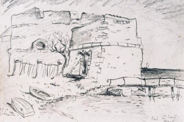 Dessin intitulée "le fort saint louis…" par Patrick Lalande, Œuvre d'art originale, Autre