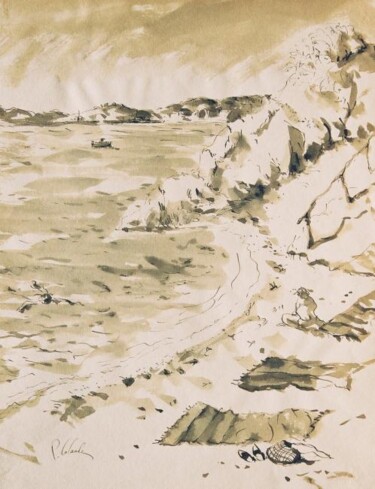 Dessin intitulée "plage de la mitre,T…" par Patrick Lalande, Œuvre d'art originale, Autre