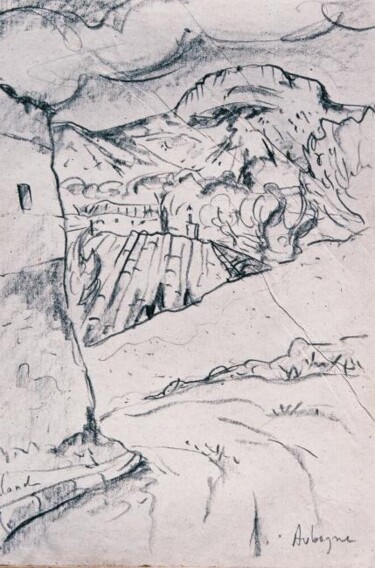 Dessin intitulée "le garlaban à Aubag…" par Patrick Lalande, Œuvre d'art originale, Autre
