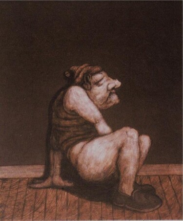 Peinture intitulée "le poète rond de cu…" par Patrick Lalande, Œuvre d'art originale, Huile