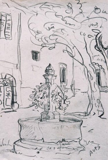 Dessin intitulée "fontaine à Aups" par Patrick Lalande, Œuvre d'art originale, Autre