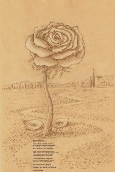 Painting titled "prends cette rose p…" by Patrick Lalande, Original Artwork, Oil