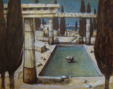 Painting titled "impluvium" by Patrick Lalande, Original Artwork, Oil