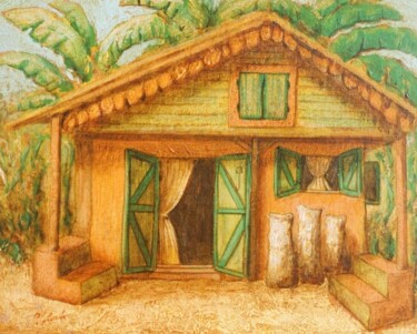Malerei mit dem Titel "kay haïti" von Patrick Lalande, Original-Kunstwerk, Öl