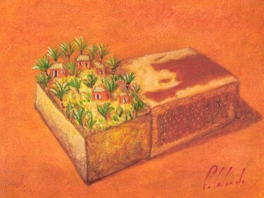 Peinture intitulée "village boîte d'all…" par Patrick Lalande, Œuvre d'art originale, Huile