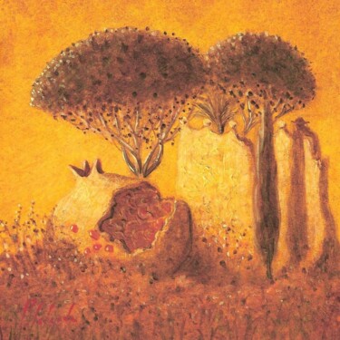 Malerei mit dem Titel "le jardin des délic…" von Patrick Lalande, Original-Kunstwerk, Öl