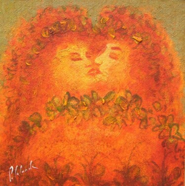 Peinture intitulée "le baiser, voyage à…" par Patrick Lalande, Œuvre d'art originale, Huile