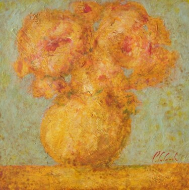 Painting titled "pivoines" by Patrick Lalande, Original Artwork, Oil