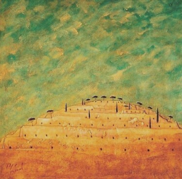 Peinture intitulée "la cité perdue" par Patrick Lalande, Œuvre d'art originale, Huile