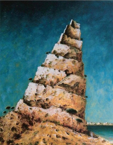 Malerei mit dem Titel "la tour de babel" von Patrick Lalande, Original-Kunstwerk