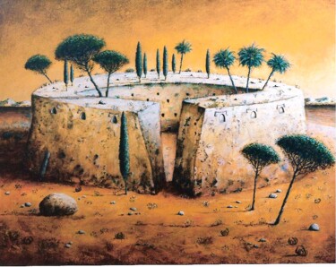 Malerei mit dem Titel "le columbarium" von Patrick Lalande, Original-Kunstwerk