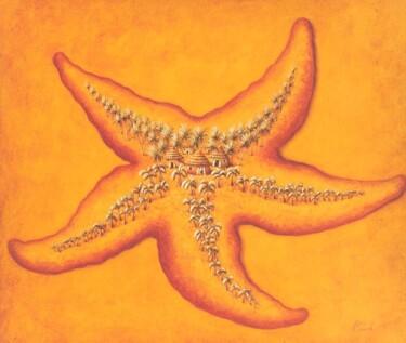 Malerei mit dem Titel "étoile de mer" von Patrick Lalande, Original-Kunstwerk, Öl