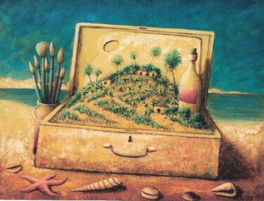 Malerei mit dem Titel "la boîte de paysage…" von Patrick Lalande, Original-Kunstwerk, Öl