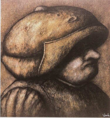 Pintura intitulada "la citrouille (coll…" por Patrick Lalande, Obras de arte originais, Óleo