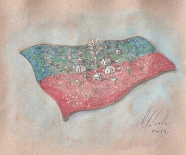 Drawing titled "drapeau haïtien" by Patrick Lalande, Original Artwork