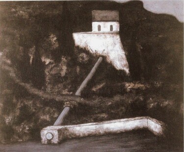 Painting titled "le déversoir (colle…" by Patrick Lalande, Original Artwork, Acrylic