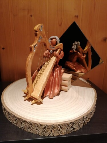 Sculpture intitulée "la  Harpiste" par Patrick Le Garles, Œuvre d'art originale, Argile
