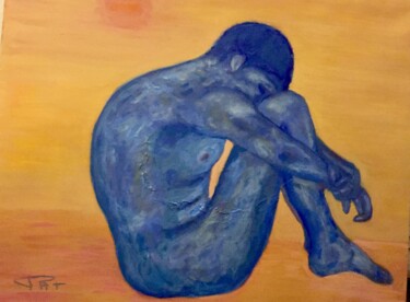 Peinture intitulée "Nu assis" par Patrick Lemaire, Œuvre d'art originale, Huile