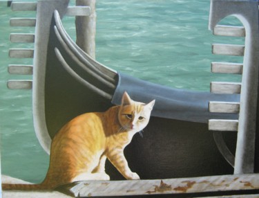 Картина под названием "Chat de Venise" - Patrick Lodwitz, Подлинное произведение искусства, Масло