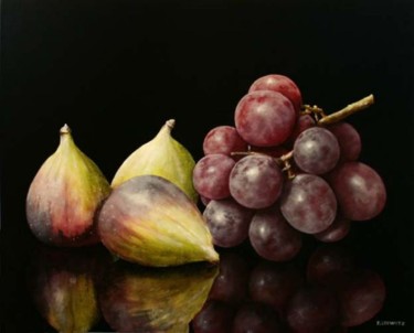 Malerei mit dem Titel "mi-figue mi-raisin" von Patrick Lodwitz, Original-Kunstwerk, Öl