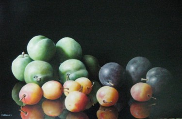 Painting titled "Prunes et mirabelles" by Patrick Lodwitz, Original Artwork, Oil