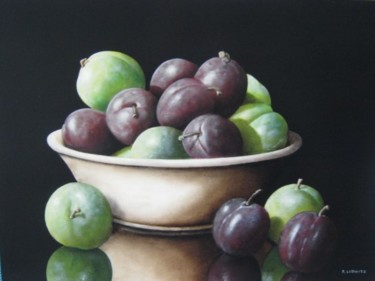 Peinture intitulée "Prunes" par Patrick Lodwitz, Œuvre d'art originale, Huile