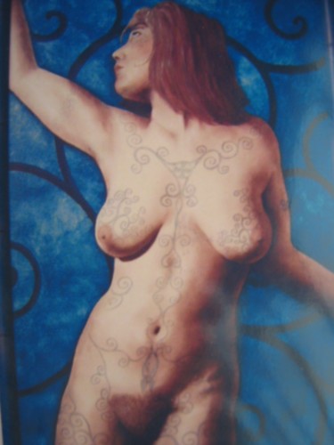 Painting titled "Nu bleu" by Patrick Lodwitz, Original Artwork, Oil