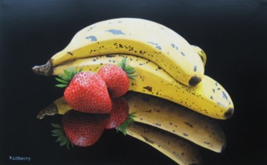 Painting titled "Bananes et fraises" by Patrick Lodwitz, Original Artwork, Oil