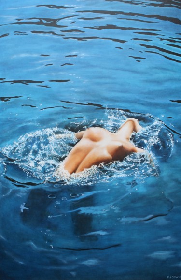 Peinture intitulée "la-nageuse.jpg" par Patrick Lodwitz, Œuvre d'art originale, Huile
