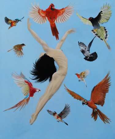 Malarstwo zatytułowany „La femme oiseau” autorstwa Patrick Lodwitz, Oryginalna praca, Olej
