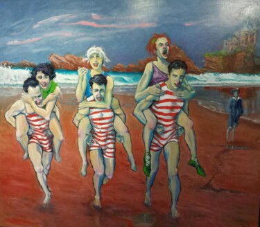 Peinture intitulée "Biarritz 1936" par Patrick Mancho, Œuvre d'art originale, Huile