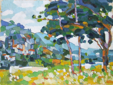 Peinture intitulée "Paysage de Provence" par Patrick Marie, Œuvre d'art originale, Huile Monté sur Châssis en bois