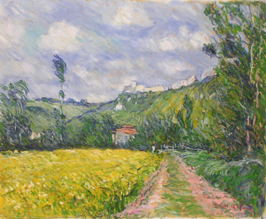 Painting titled "Vallée de la Seine…" by Patrick Marie, Original Artwork, Oil Mounted on Wood Stretcher frame