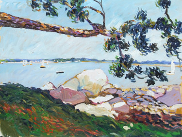 Peinture intitulée "Golfe du Morbihan" par Patrick Marie, Œuvre d'art originale, Huile Monté sur Châssis en bois